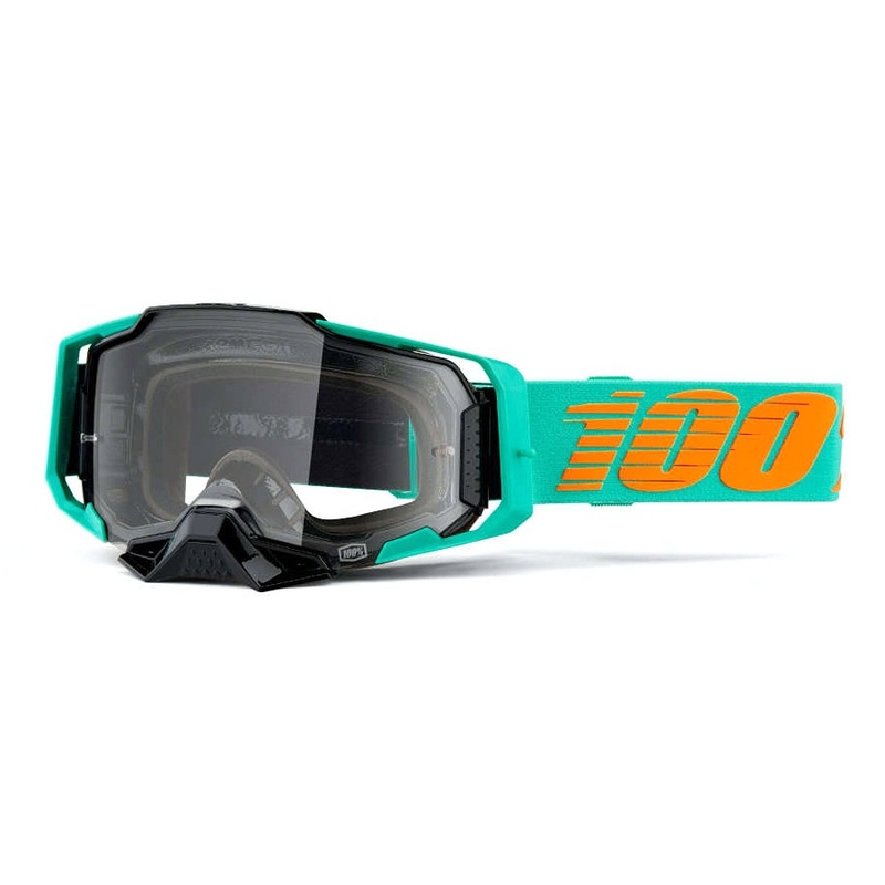 Gafas de motocross 100% ARMEGA Clark turquesa (plexi transparente)