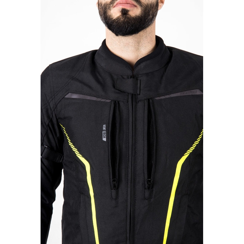 Chaqueta de moto Ozone Delta IV negra-amarilla fluorescente
