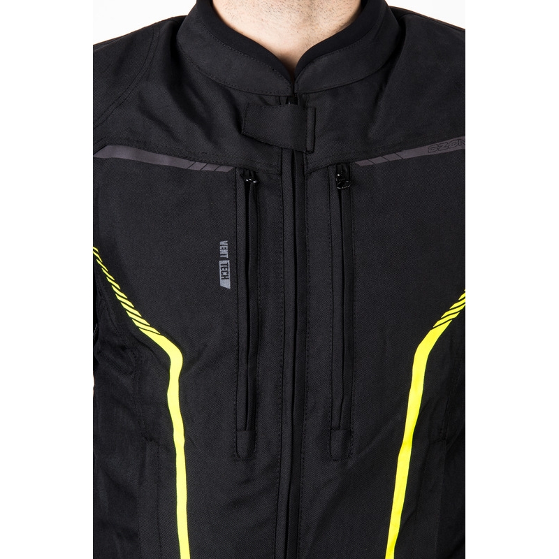 Chaqueta de moto Ozone Delta IV negra-amarilla fluorescente