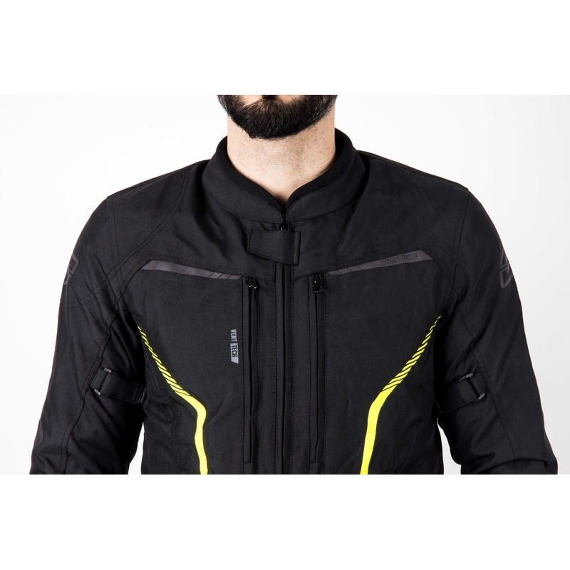 Chaqueta de moto Ozone Delta IV negra-amarilla fluorescente