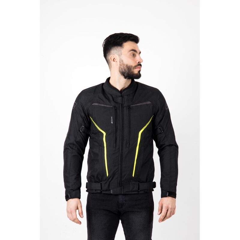 Chaqueta de moto Ozone Delta IV negra-amarilla fluorescente