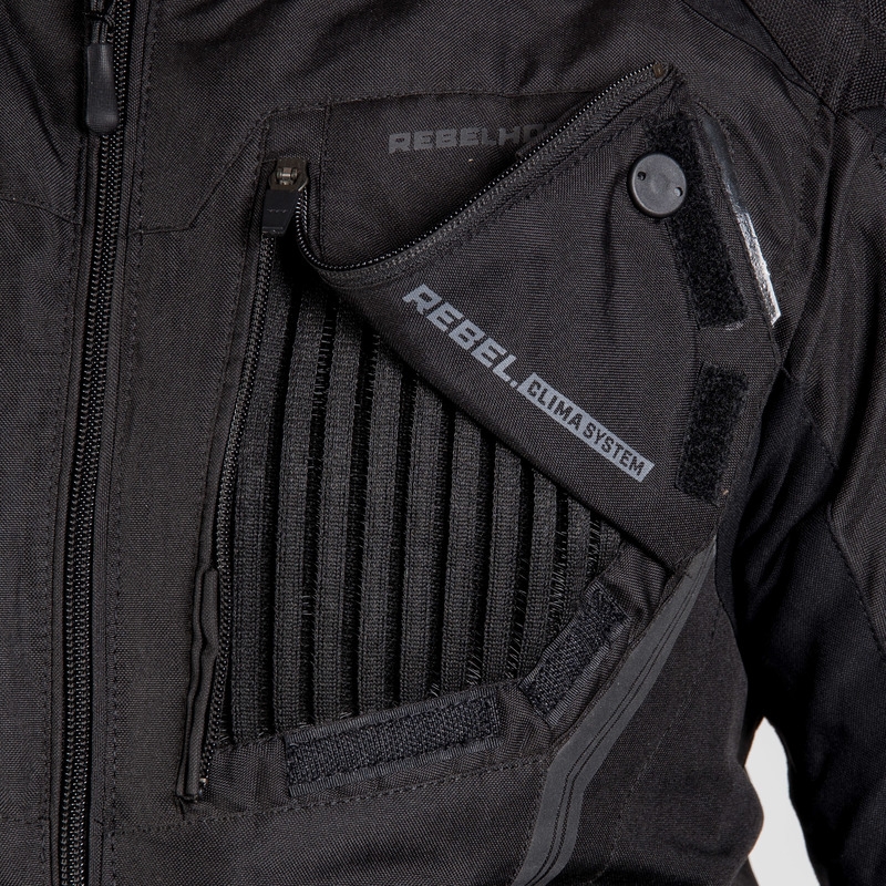 Chaqueta de moto negra Rebelhorn Borg liquidación