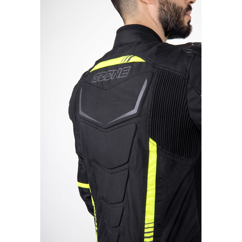 Chaqueta de moto Ozone Pulse negro-amarillo fluorescente