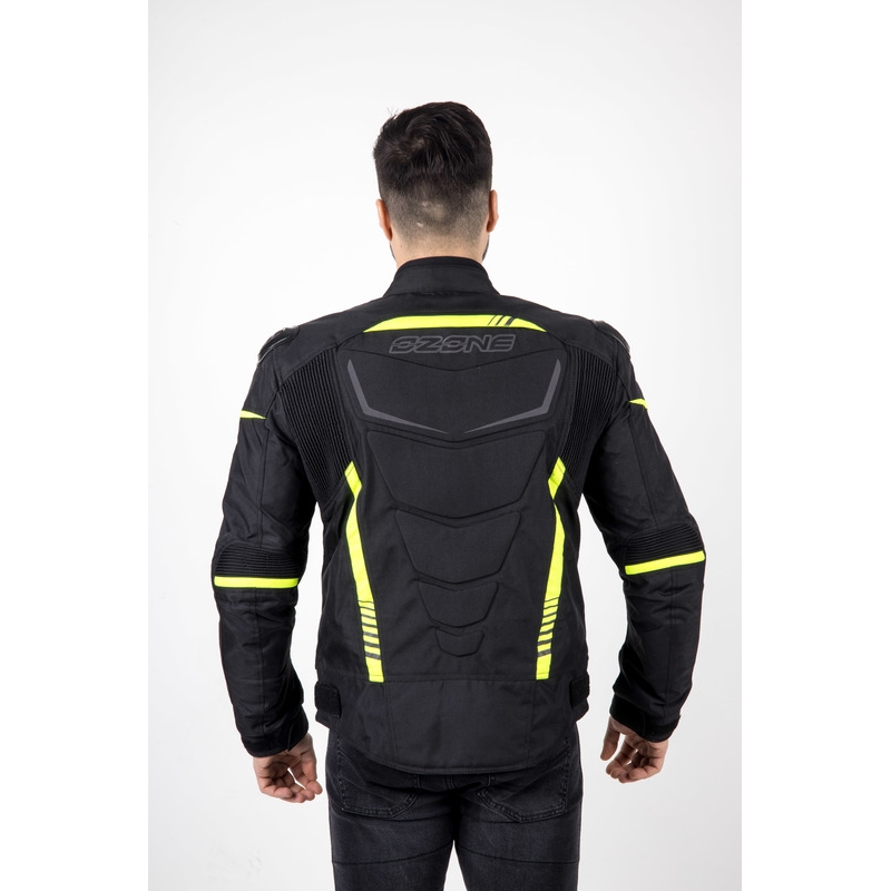 Chaqueta de moto Ozone Pulse negro-amarillo fluorescente