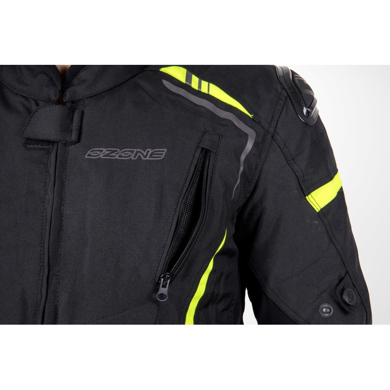 Chaqueta de moto Ozone Pulse negro-amarillo fluorescente