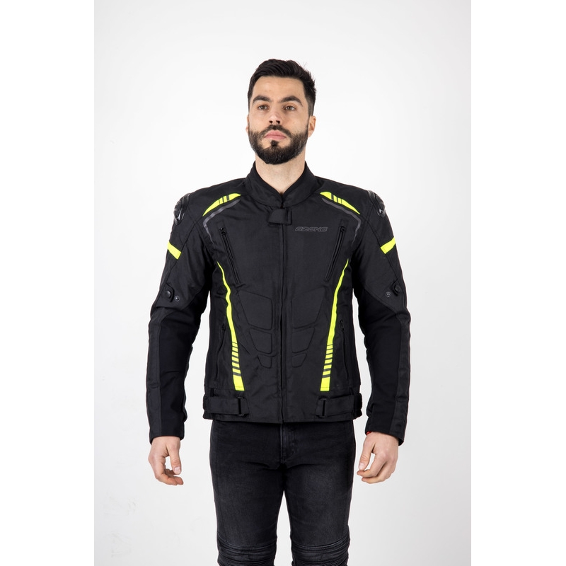Chaqueta de moto Ozone Pulse negro-amarillo fluorescente
