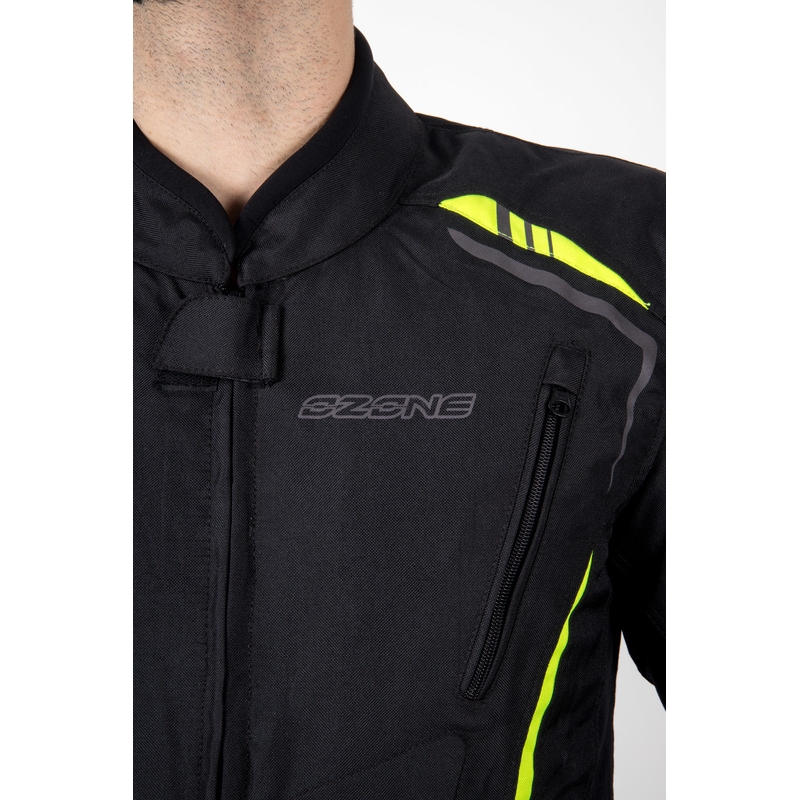 Chaqueta de moto Ozone Pulse negro-amarillo fluorescente