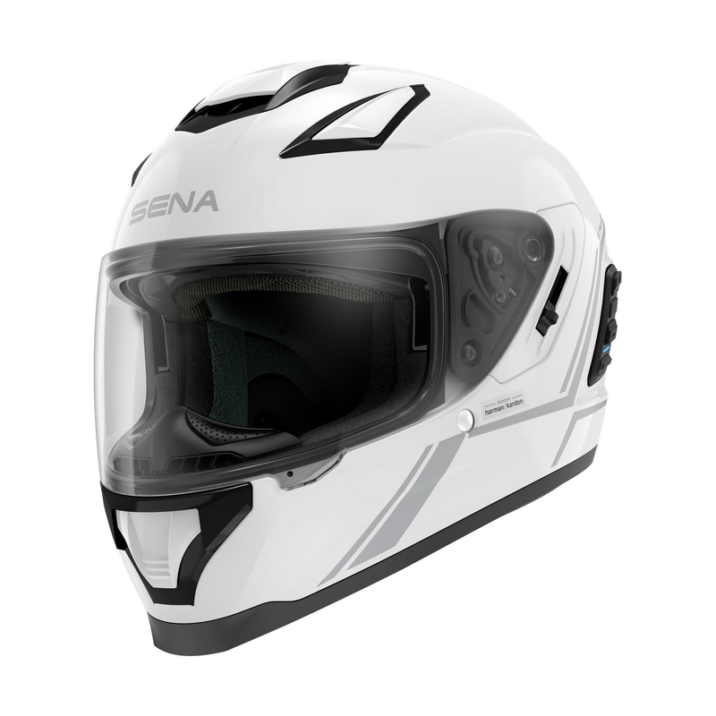 Casco integral de moto con cofia de malla SENA Stryker blanco brillante
