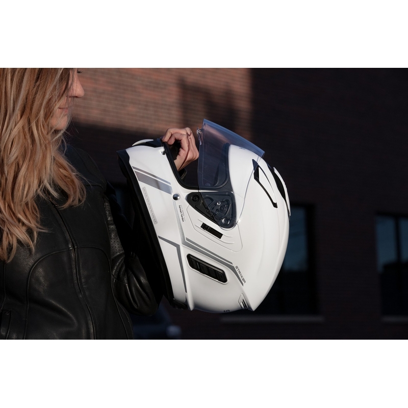 Casco integral de moto con cofia de malla SENA Stryker blanco brillante