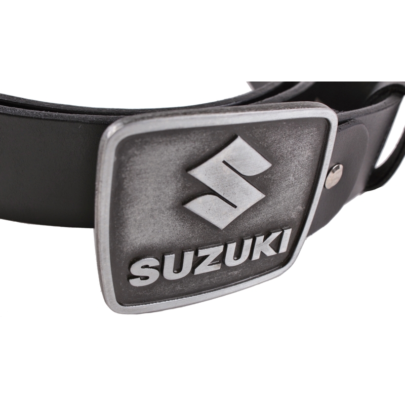 Cinturón de moto de cuero con hebilla Suzuki