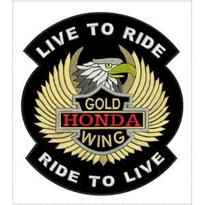 Parche Live to Ride Gold Wing - grande