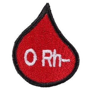 Parche con gota de grupo sanguíneo 0 Rh-