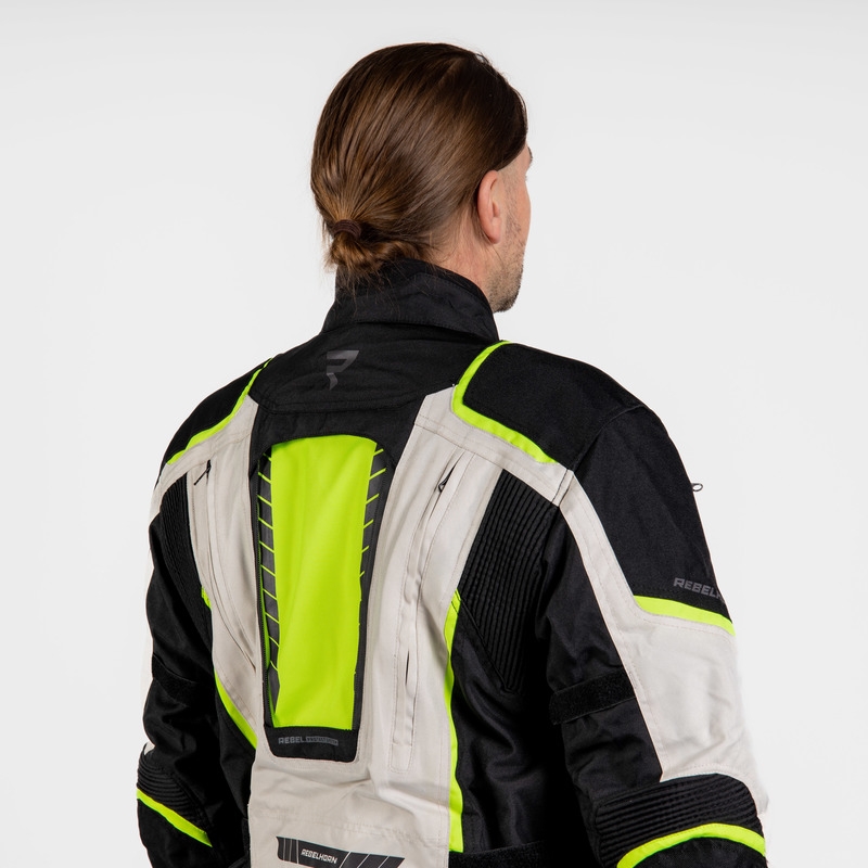 Chaqueta de moto Rebelhorn Hiker III negro-gris-amarillo fluo liquidación