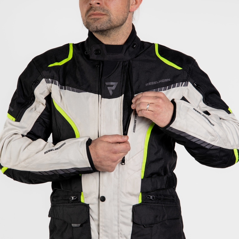 Chaqueta de moto Rebelhorn Hiker III negro-gris-amarillo fluo liquidación