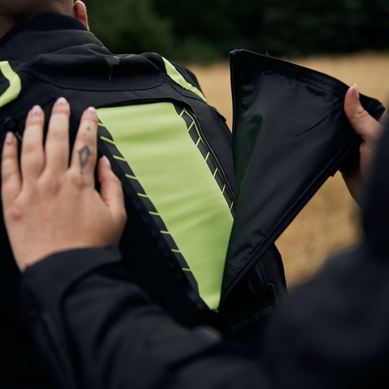 Chaqueta de moto Rebelhorn Hiker III negro-amarillo fluo