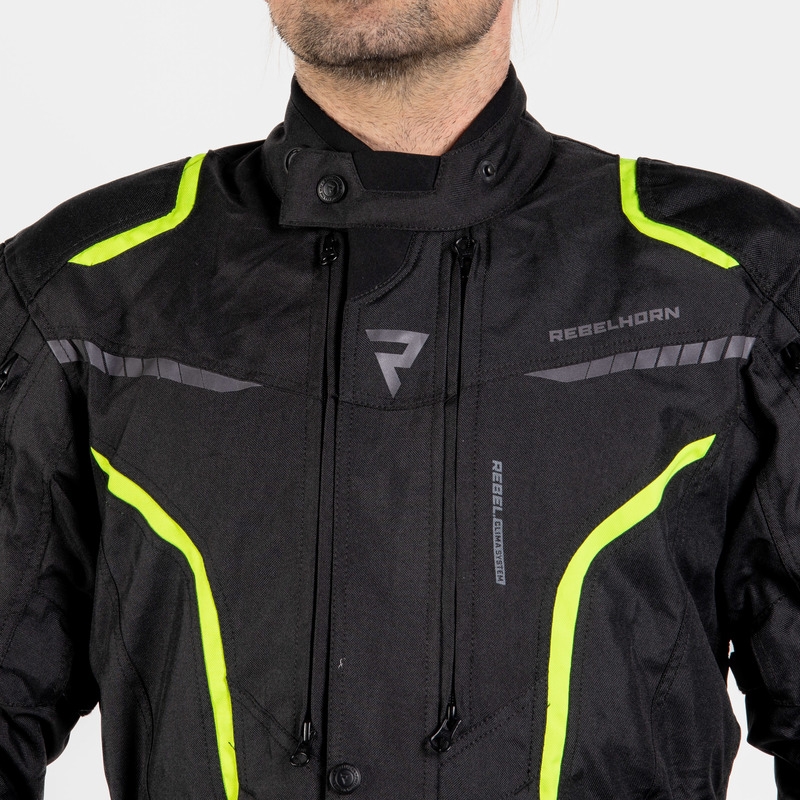 Chaqueta de moto Rebelhorn Hiker III negro-amarillo fluo