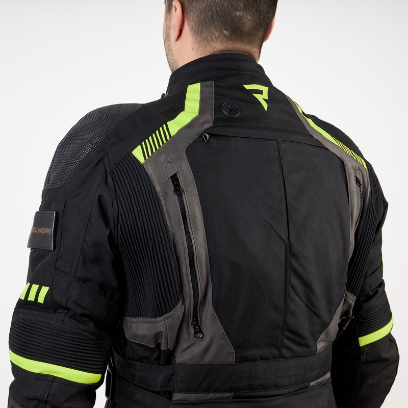 Chaqueta de moto Rebelhorn Patrol negro-gris-amarillo fluo