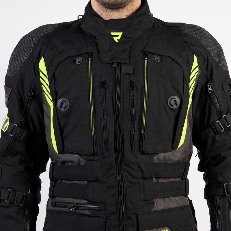 Chaqueta de moto Rebelhorn Patrol negro-gris-amarillo fluo
