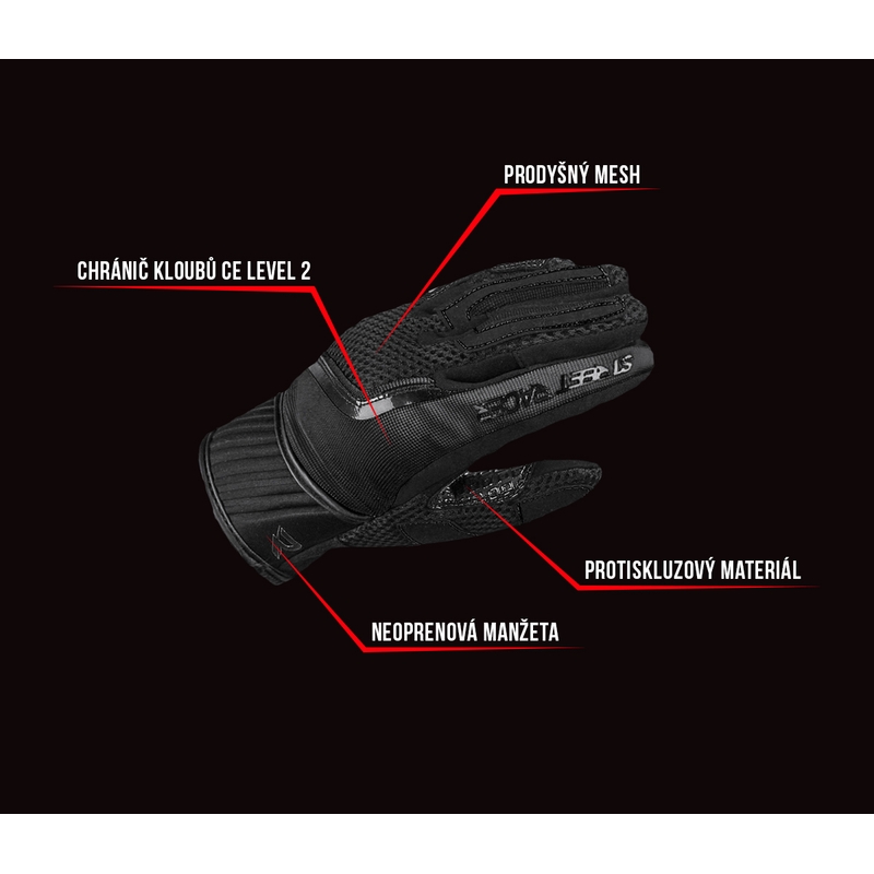 Guantes de moto para mujer Street Racer Stunt negros