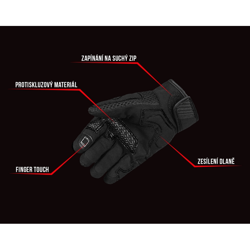 Guantes de moto para mujer Street Racer Stunt negros