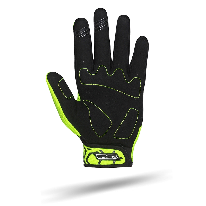 Guantes de moto para niño RSA MX EVO negro-amarillo fluo