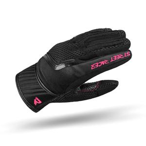 Guantes de moto Street Racer Stunt para mujer en negro y rosa