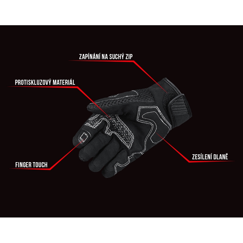 Guantes de moto para mujer Street Racer Stunt negro-blanco