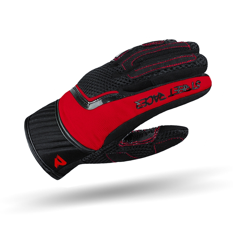 Guantes de moto para mujer Street Racer Stunt negro-rojo