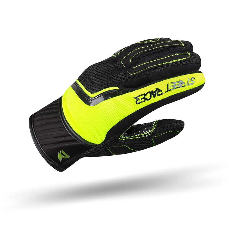 Guantes de moto para mujer Street Racer Stunt negro-amarillo fluo