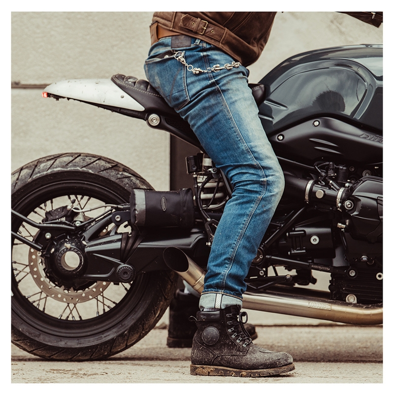 Vaqueros de moto Revit Carlin SK azul extendido