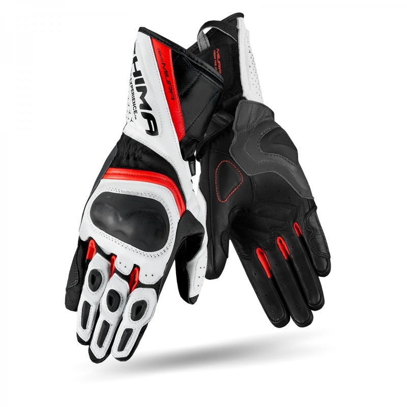 Guantes de moto para mujer Shima Miura Negro-Blanco-Rojo Flúo