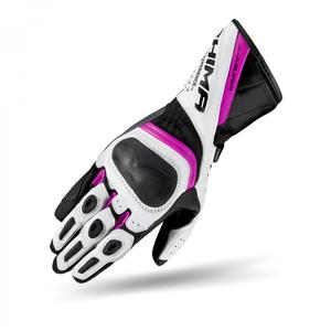 Guantes de moto Shima Miura para mujer en blanco, negro y rosa liquidación