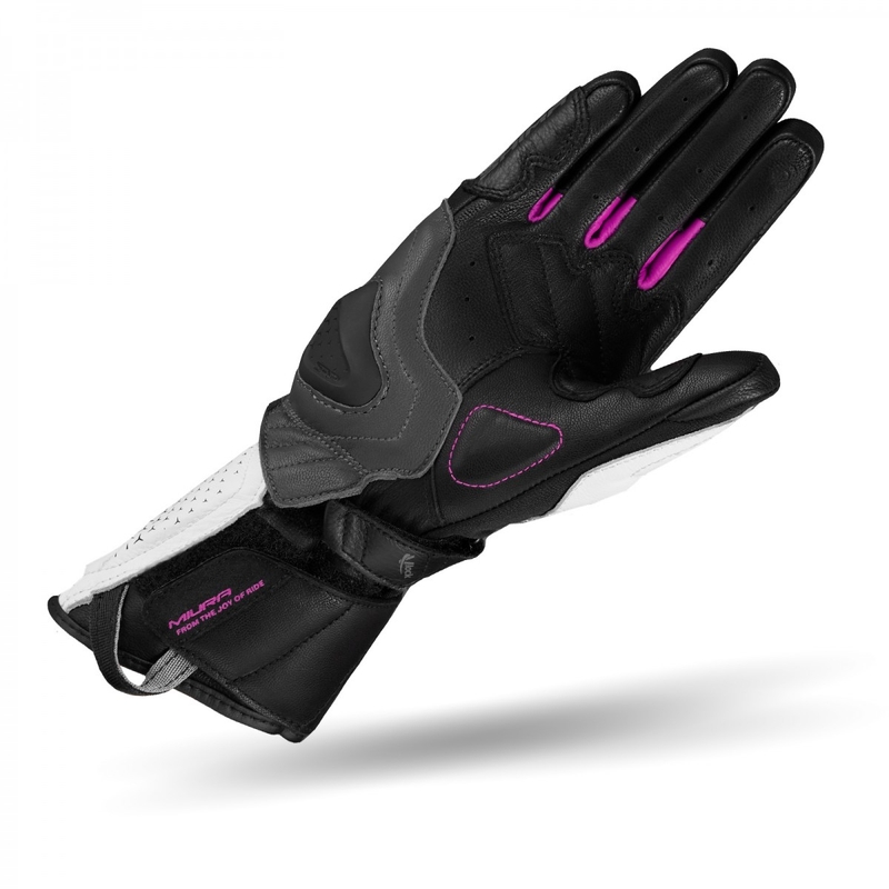 Guantes de moto Shima Miura para mujer en blanco, negro y rosa liquidación