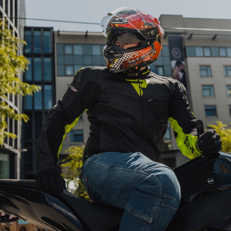 Chaqueta de moto Rebelhorn Vandal negro-amarillo fluo liquidación
