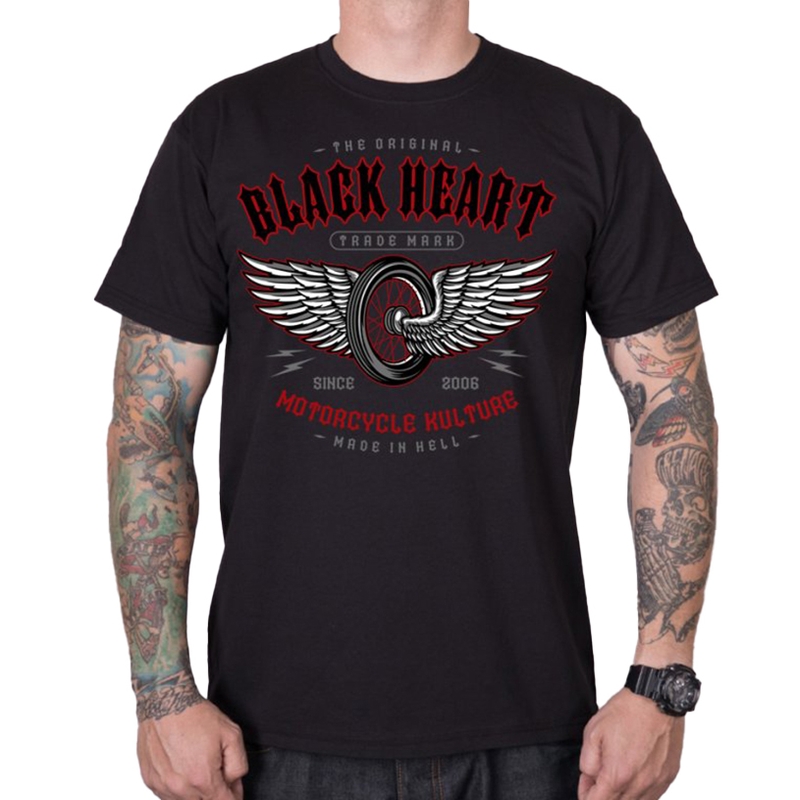 Camiseta Kulture de hombre negra con corazón de motociclista