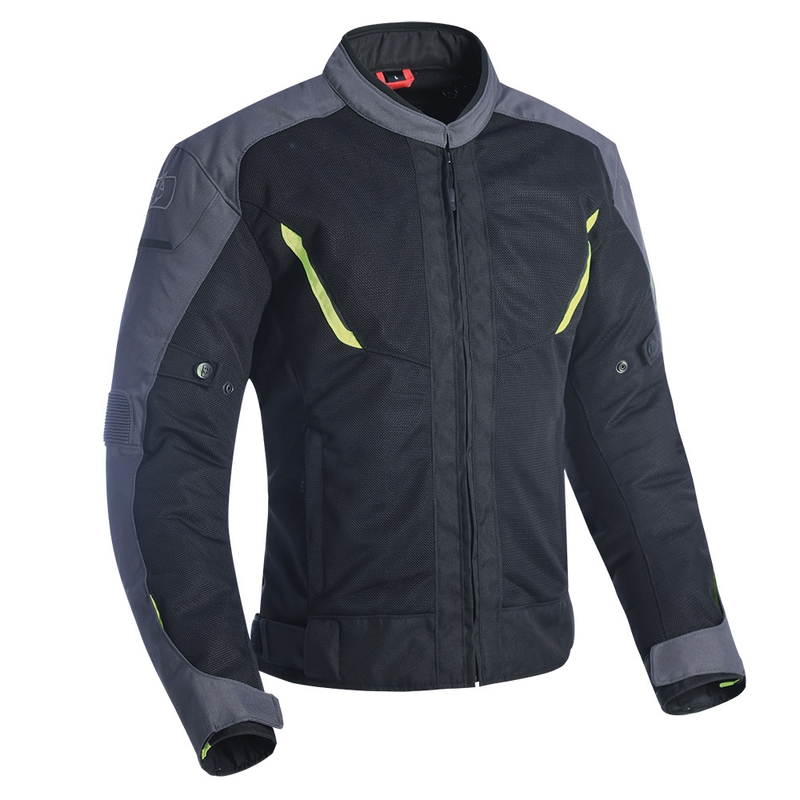 Chaqueta de moto Oxford Delta 1.0 Air negro-gris-amarillo fluo