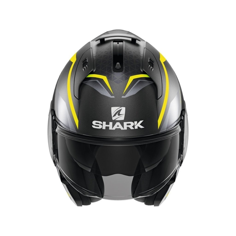 Překlápěcí přilba SHARK EVO-ES Yari šedo-stříbrno-fluo žlutá