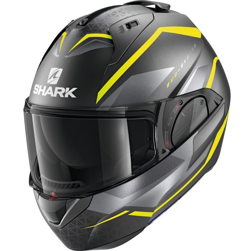 Překlápěcí přilba SHARK EVO-ES Yari šedo-stříbrno-fluo žlutá