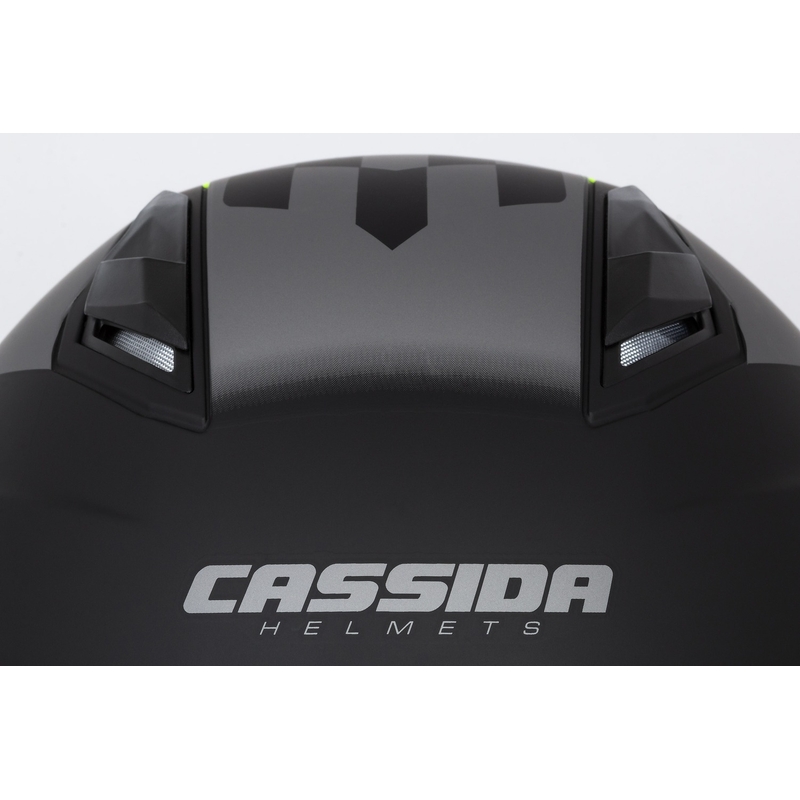 Casco de moto Cassida Jet Tech Roxor abierto negro-gris-amarillo fluo mate liquidación
