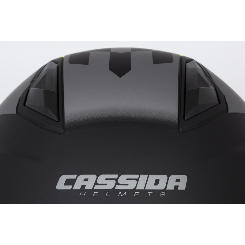 Casco de moto Cassida Jet Tech Roxor abierto negro-gris-amarillo fluo mate liquidación