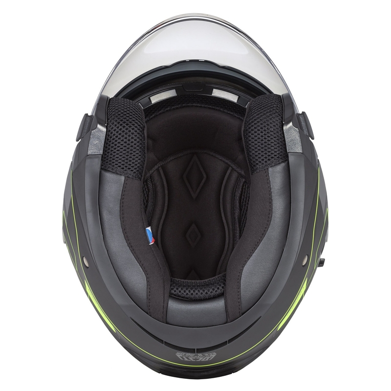 Casco de moto Cassida Jet Tech Roxor abierto negro-gris-amarillo fluo mate liquidación