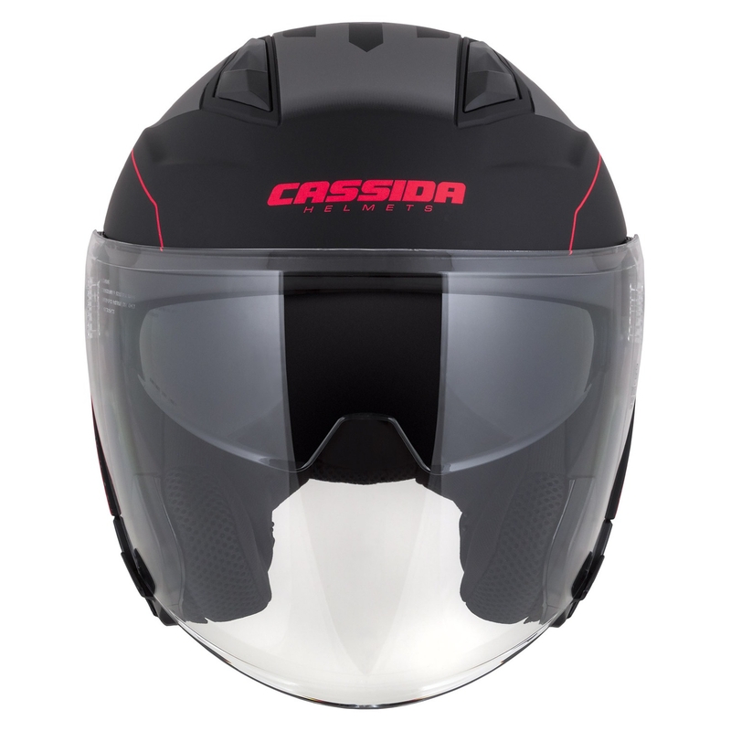 Casco de moto Cassida Jet Tech Roxor abierto negro-gris-rojo fluo mate