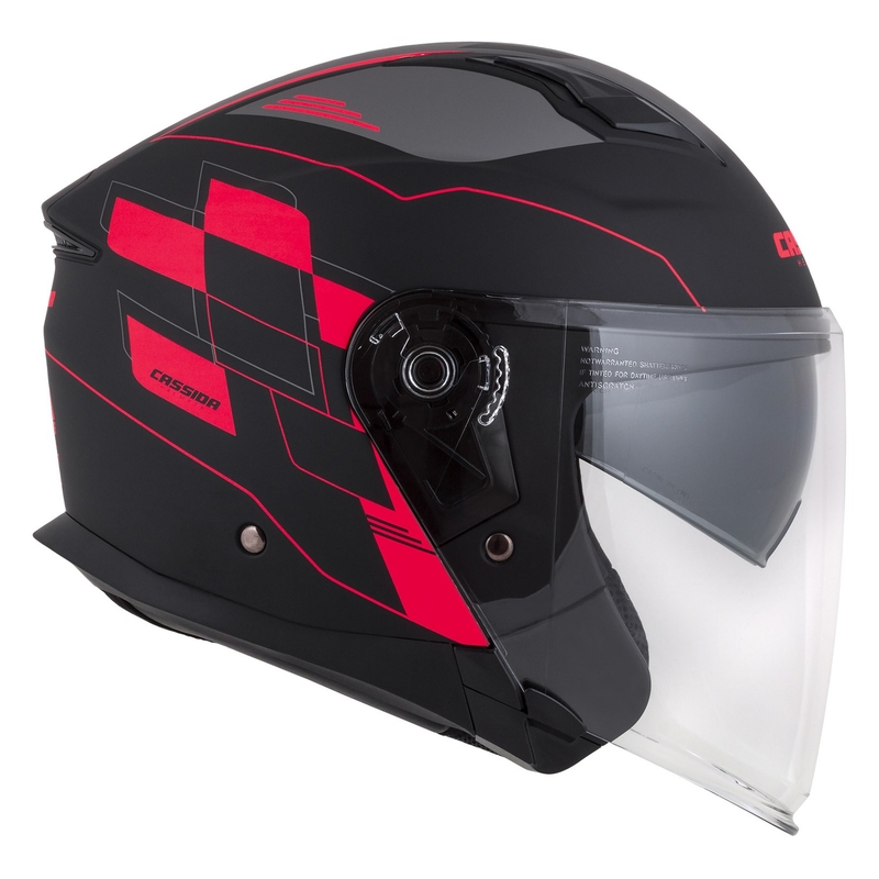 Casco de moto Cassida Jet Tech Roxor abierto negro-gris-rojo fluo mate