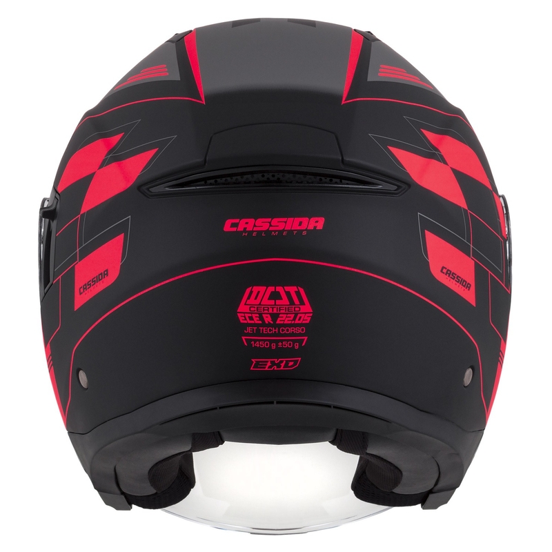 Casco de moto Cassida Jet Tech Roxor abierto negro-gris-rojo fluo mate