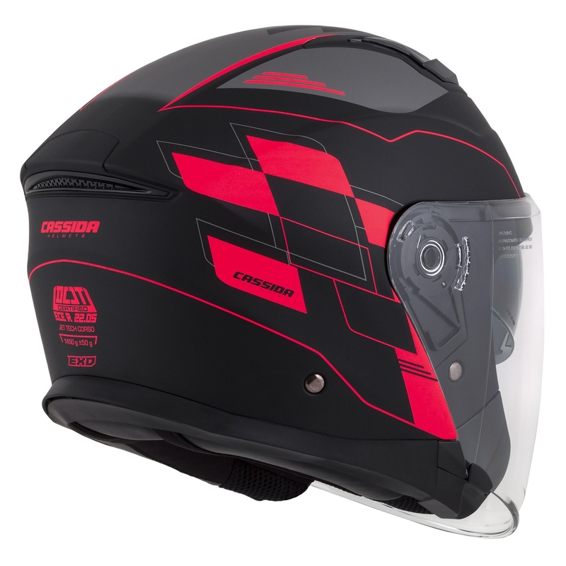 Casco de moto Cassida Jet Tech Roxor abierto negro-gris-rojo fluo mate