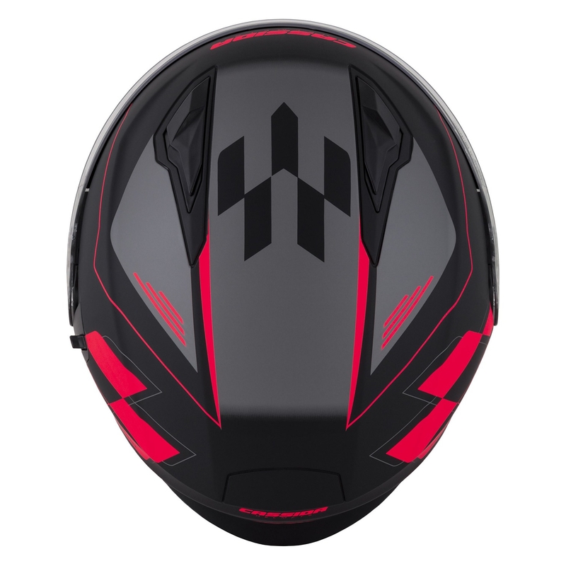 Casco de moto Cassida Jet Tech Roxor abierto negro-gris-rojo fluo mate