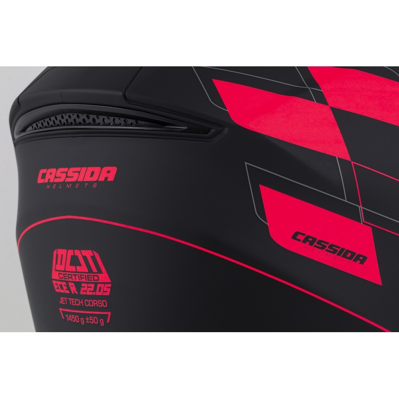 Casco de moto Cassida Jet Tech Roxor abierto negro-gris-rojo fluo mate