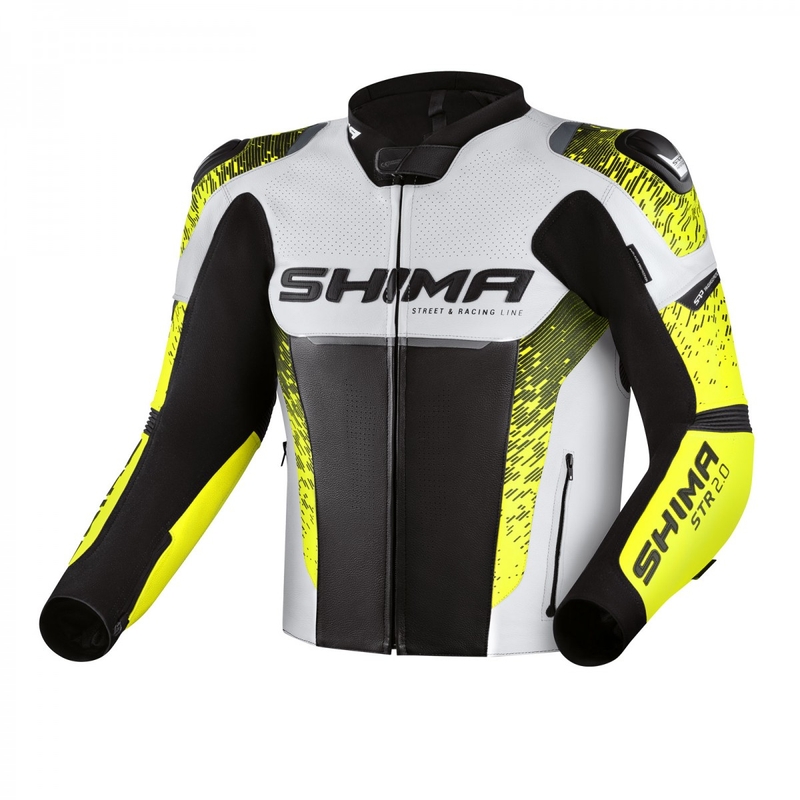 Chaqueta de moto Shima STR 2.0 negro-blanco-amarillo fluo