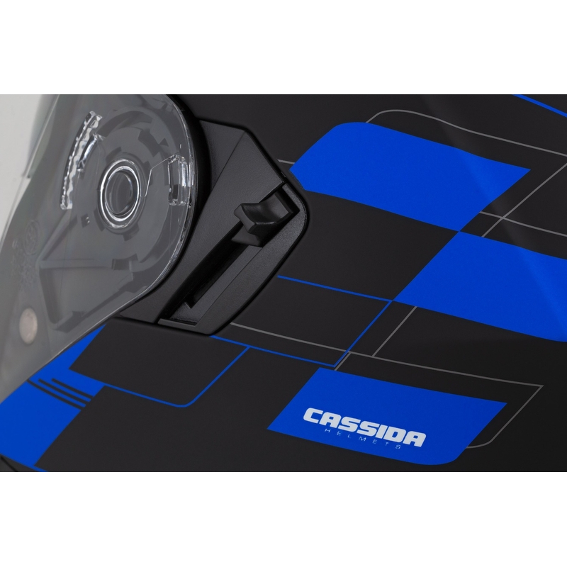 Casco de moto Cassida Jet Tech Roxor Negro-Gris-Azul Mate Abierto