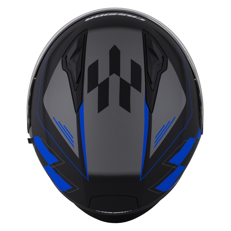 Casco de moto Cassida Jet Tech Roxor Negro-Gris-Azul Mate Abierto